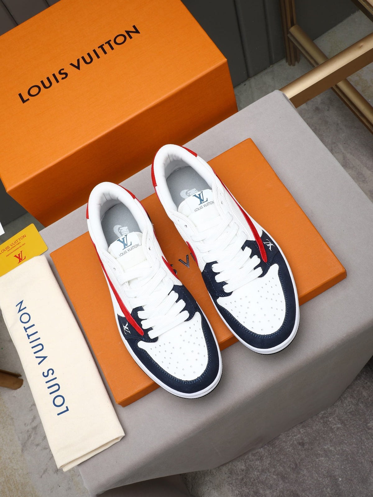 Air Jordan 1 Low Travis Scott x Louis Vuitton Blue & Red Sneakers
