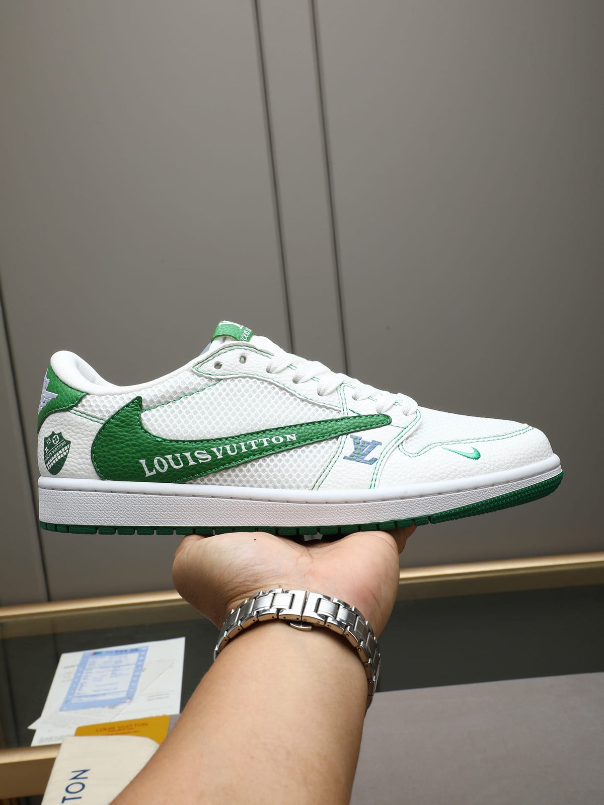 Air Jordan 1 Low Travis Scott x Louis Vuitton Green White Sneaker