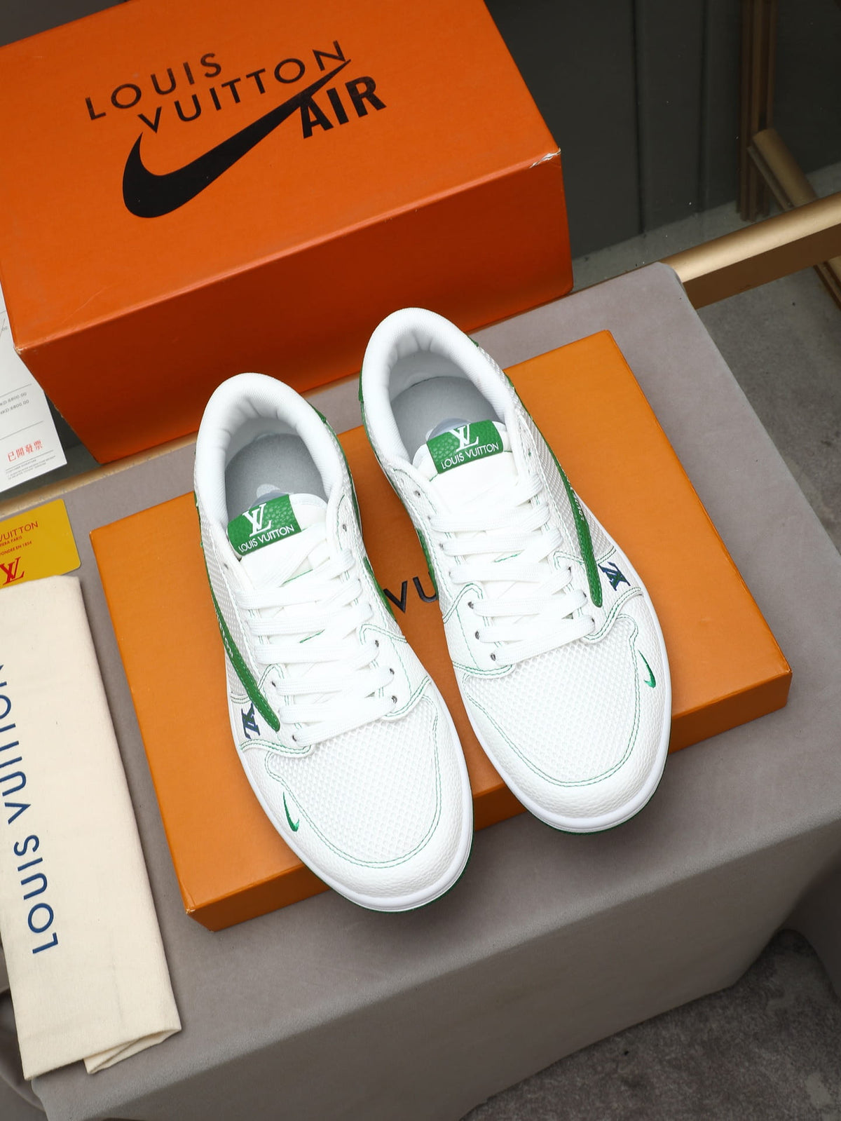 Air Jordan 1 Low Travis Scott x Louis Vuitton Green White Sneaker