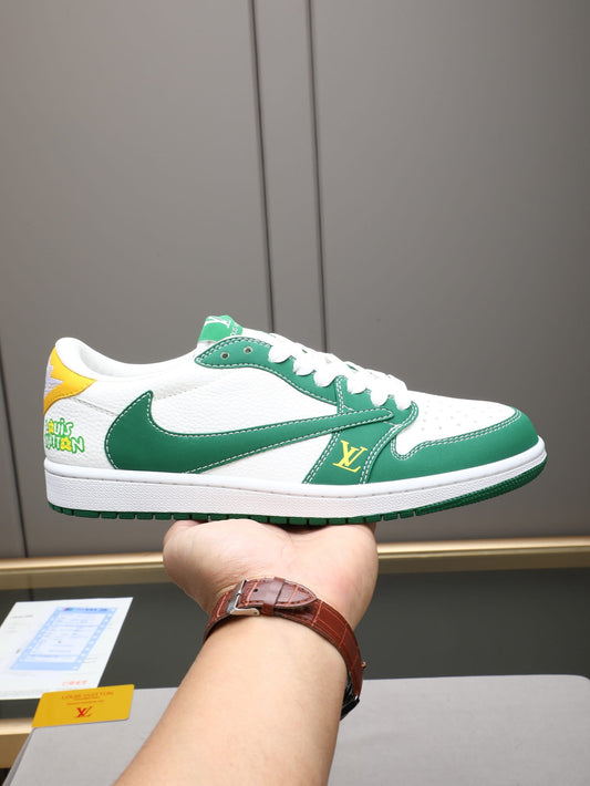 Air Jordan 1 Low Travis Scott x Louis Vuitton Green & White Sneakers