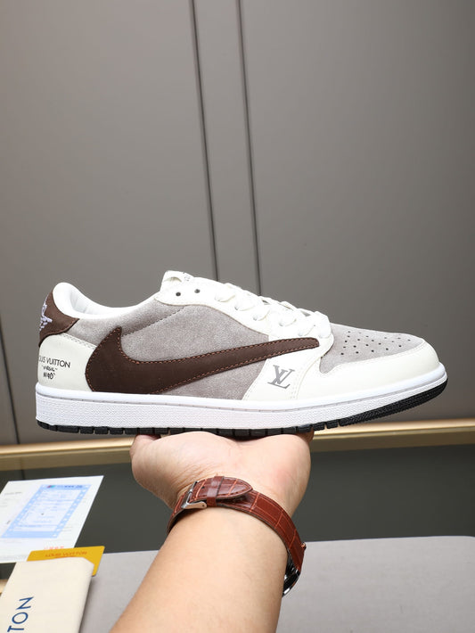 Air Jordan 1 Low Travis Scott x Louis Vuitton Grey & Brown Sneakers