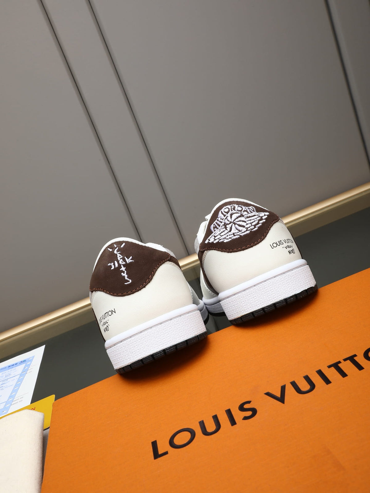 Air Jordan 1 Low Travis Scott x Louis Vuitton Grey & Brown Sneakers