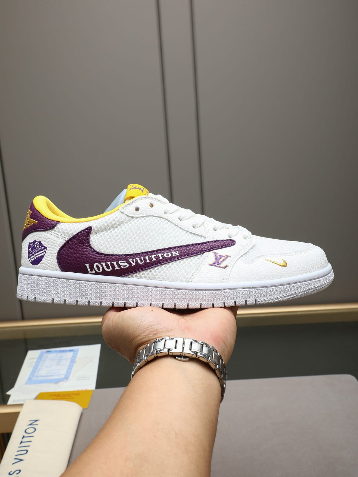 Air Jordan 1 Low Travis Scott x Louis Vuitton Purple Yellow Sneaker