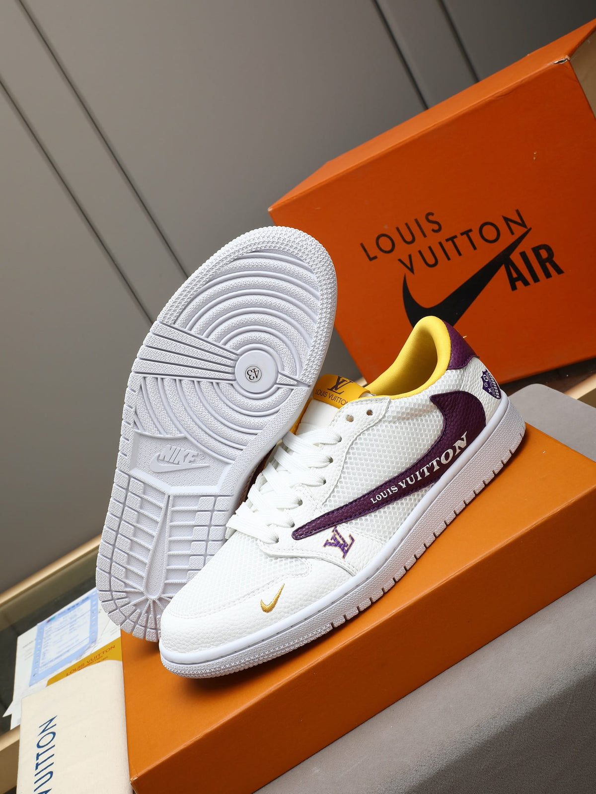 Air Jordan 1 Low Travis Scott x Louis Vuitton Purple Yellow Sneaker