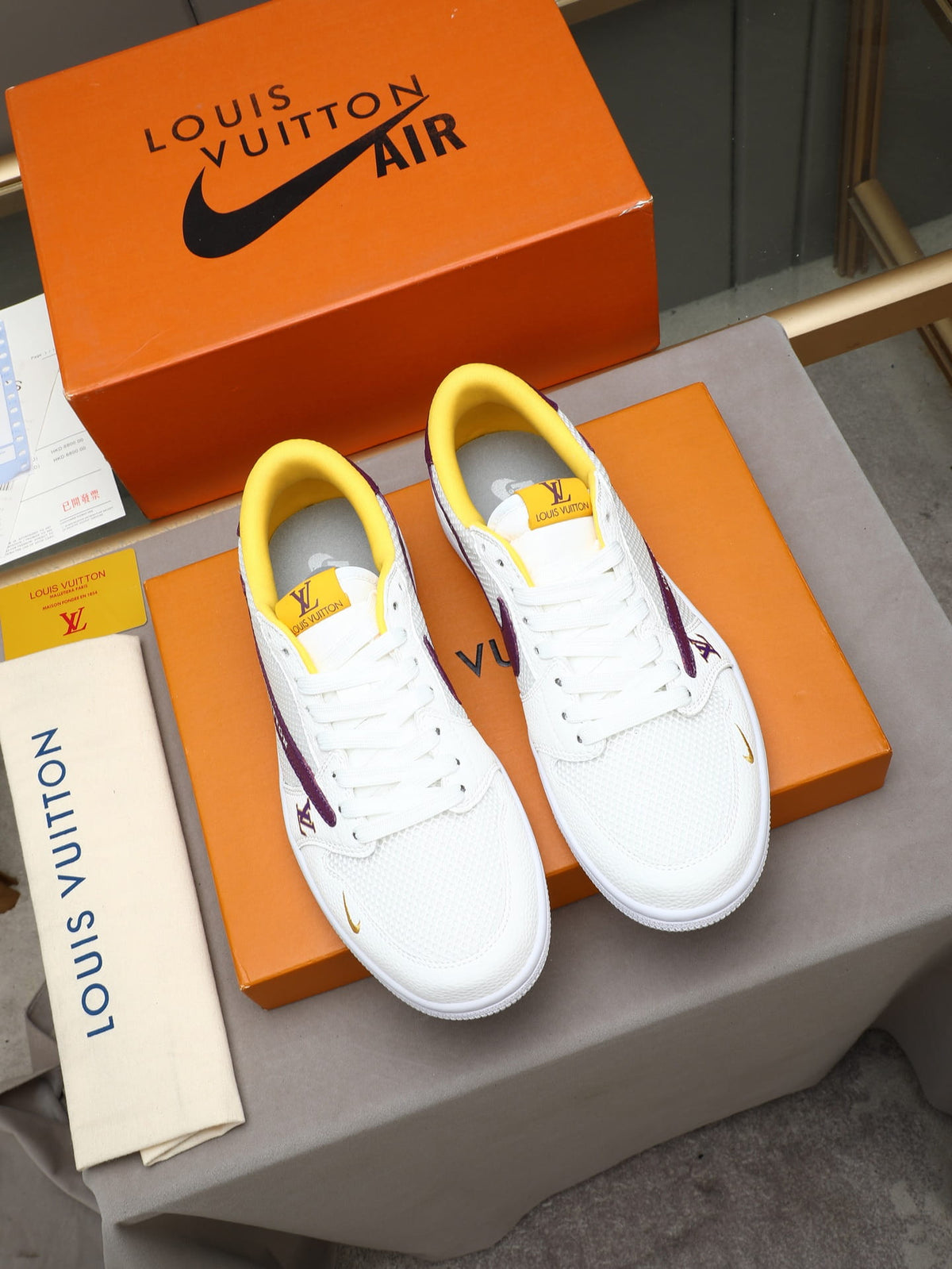 Air Jordan 1 Low Travis Scott x Louis Vuitton Purple Yellow Sneaker
