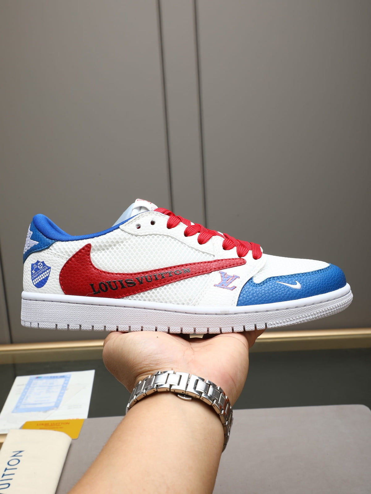Air Jordan 1 Low Travis Scott x Louis Vuitton Red Blue White Sneaker