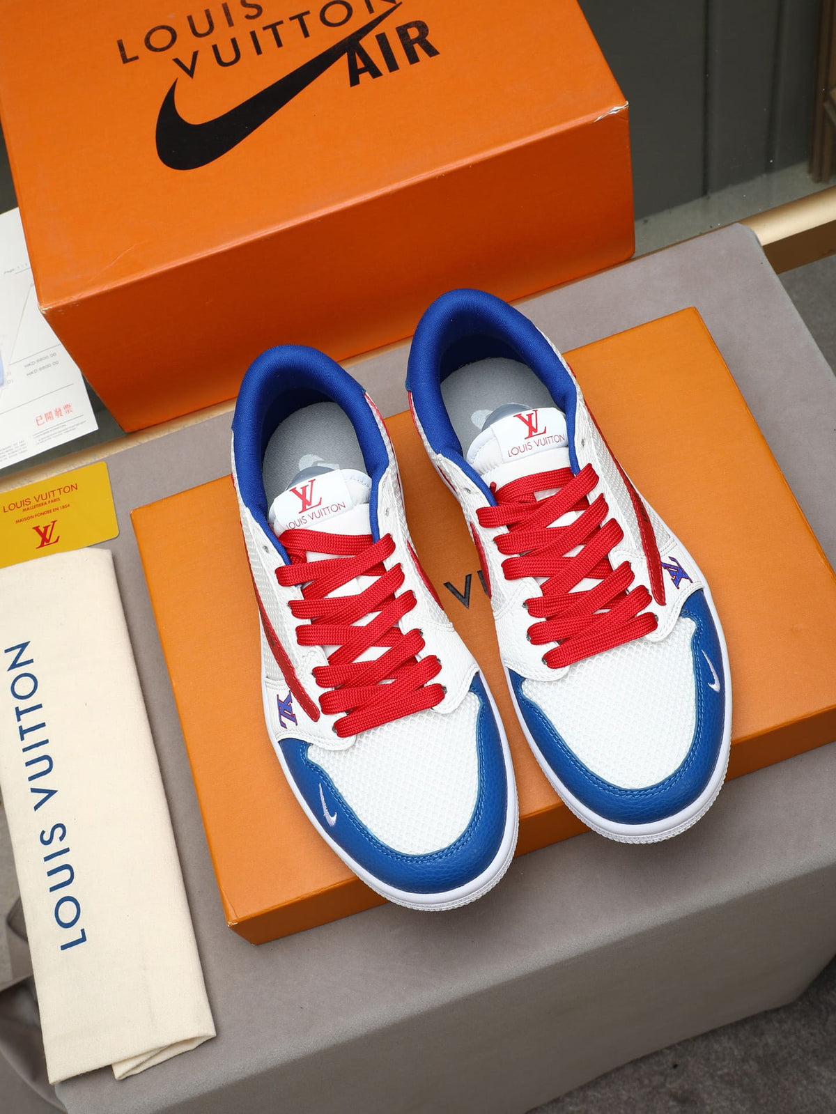 Air Jordan 1 Low Travis Scott x Louis Vuitton Red Blue White Sneaker