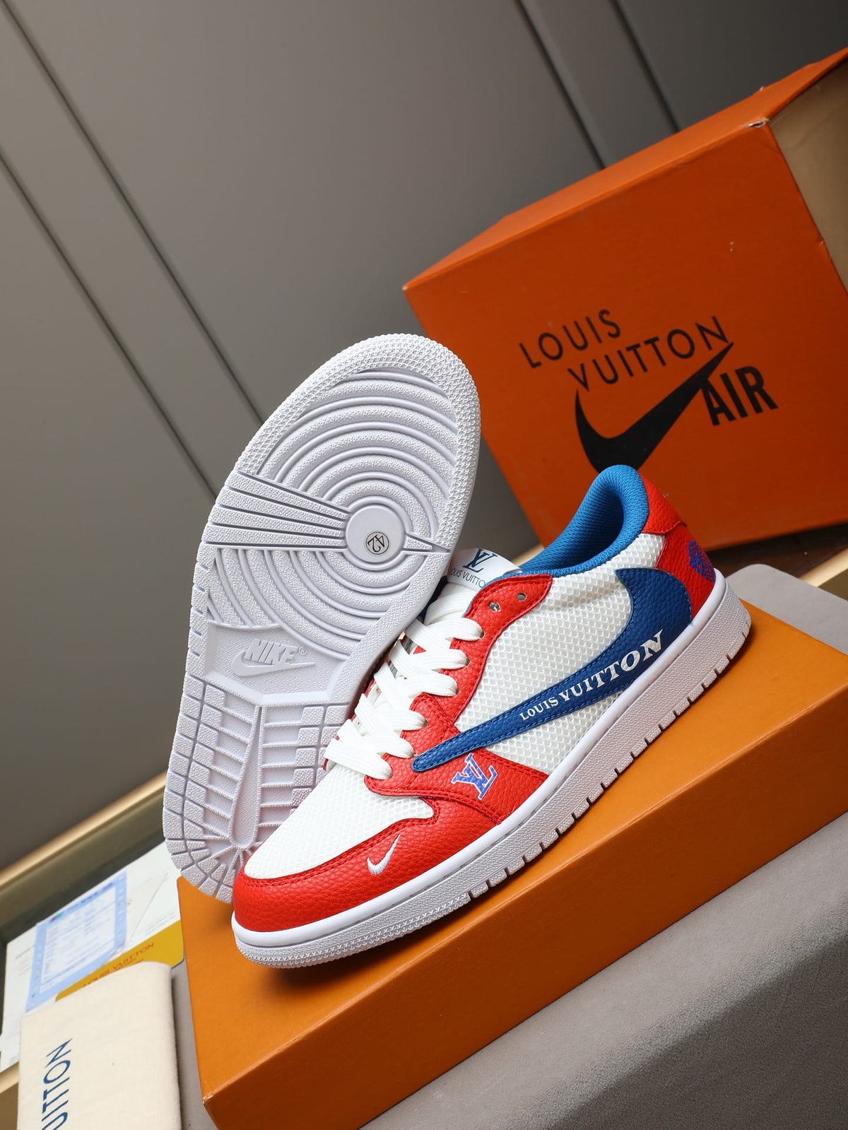 Air Jordan 1 Low Travis Scott x Louis Vuitton Red White Blue Sneaker