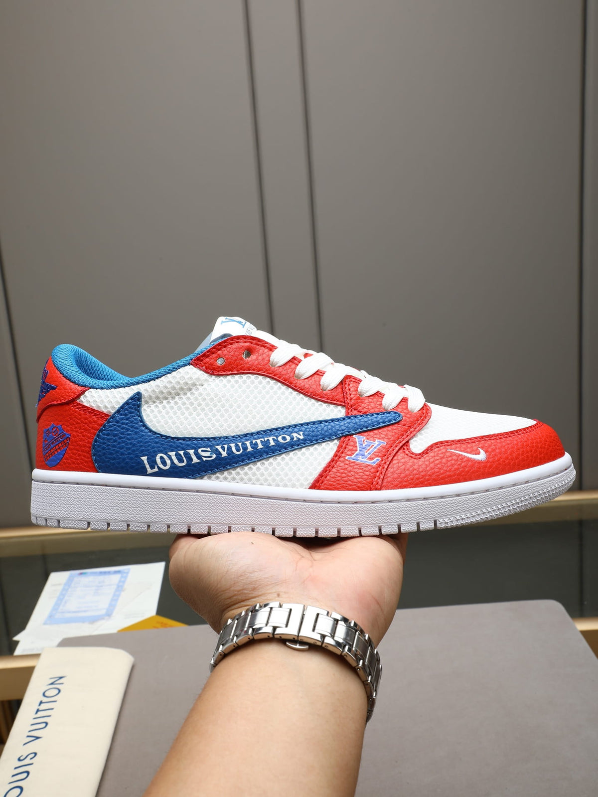 Air Jordan 1 Low Travis Scott x Louis Vuitton Red White Blue Sneaker