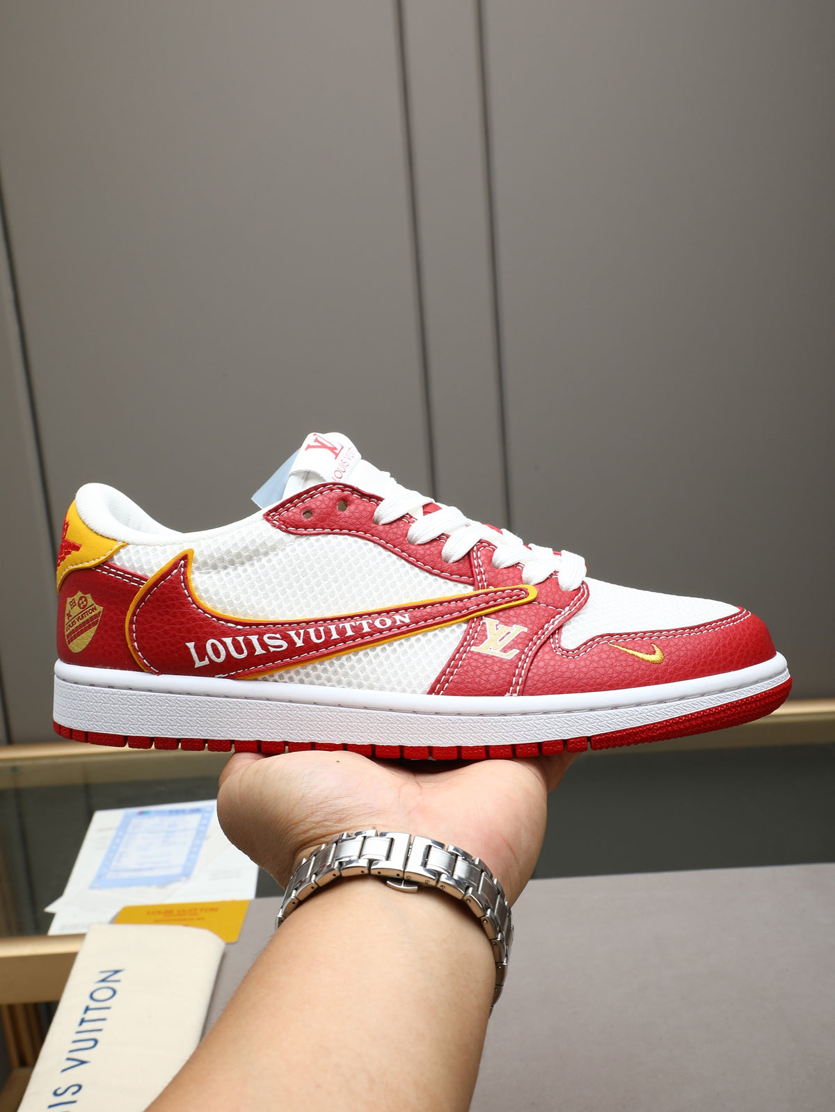 Air Jordan 1 Low Travis Scott x Louis Vuitton Red White Sneaker