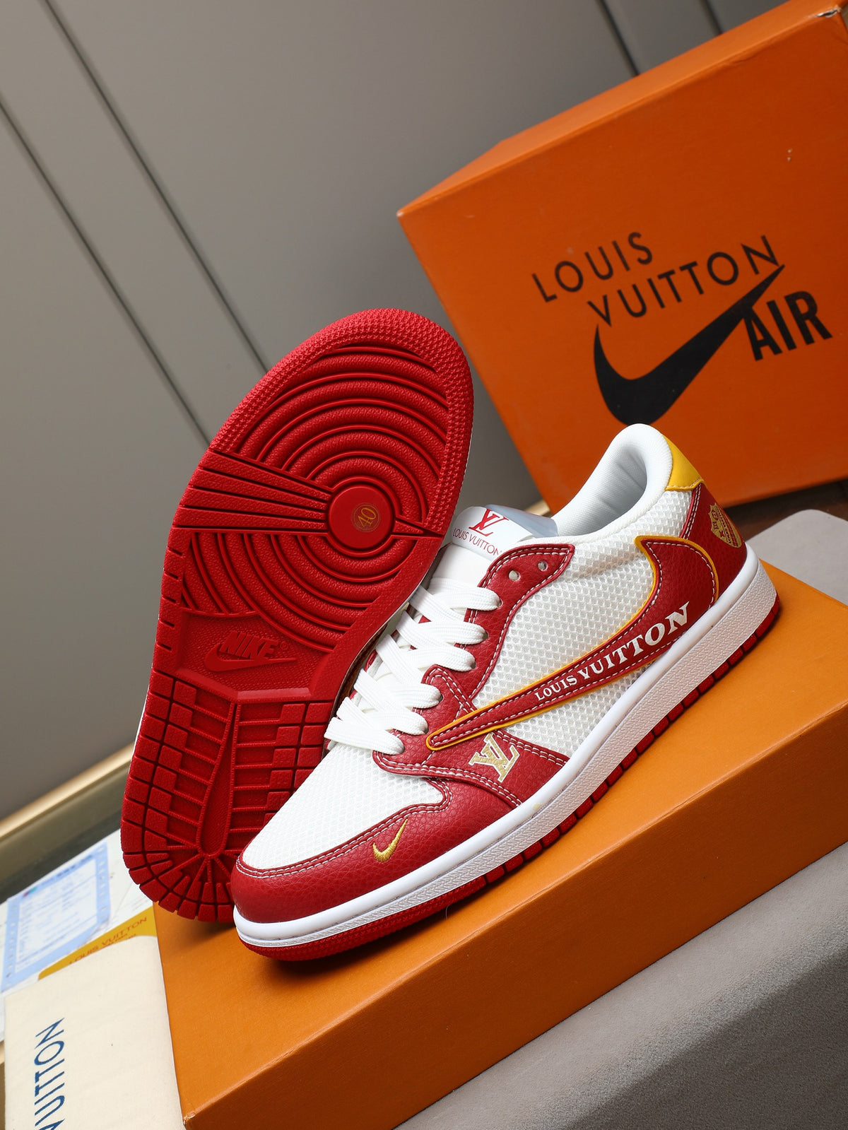Air Jordan 1 Low Travis Scott x Louis Vuitton Red White Sneaker