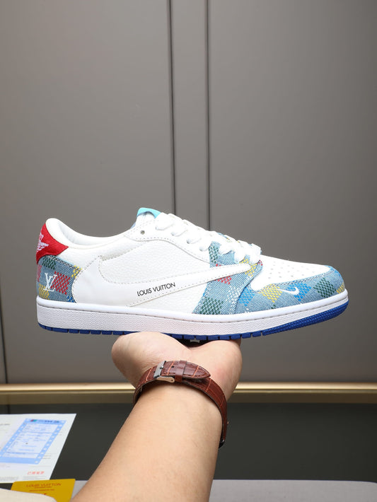 Air Jordan 1 Low Travis Scott x Louis Vuitton White Multicolor Sneakers