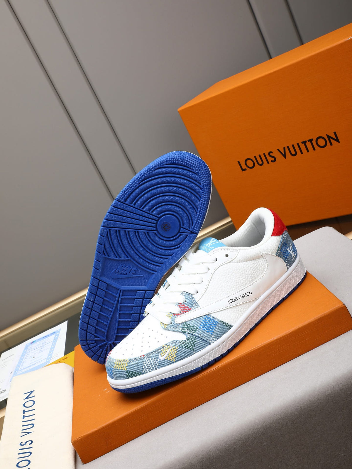 Air Jordan 1 Low Travis Scott x Louis Vuitton White Multicolor Sneakers