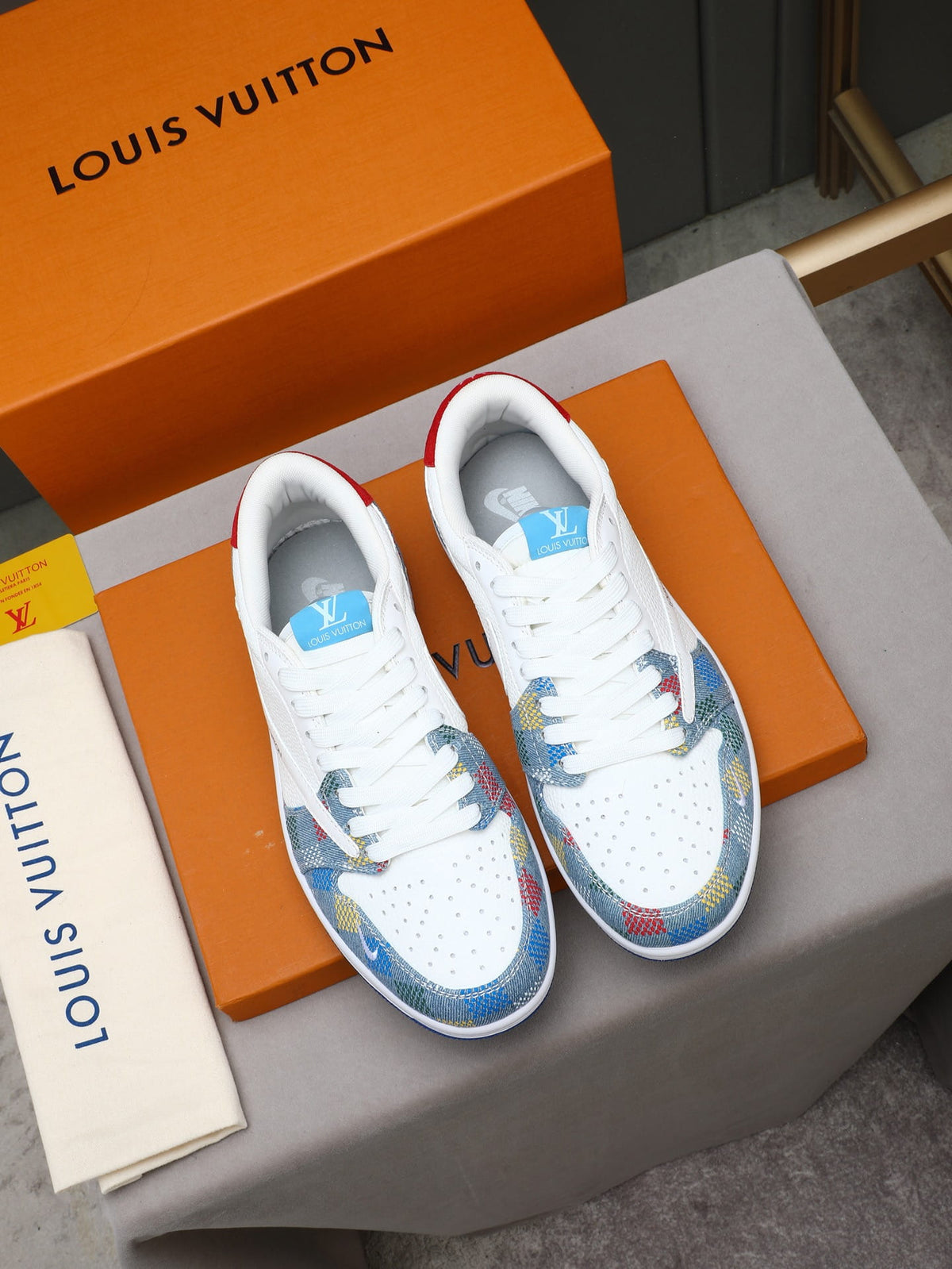 Air Jordan 1 Low Travis Scott x Louis Vuitton White Multicolor Sneakers