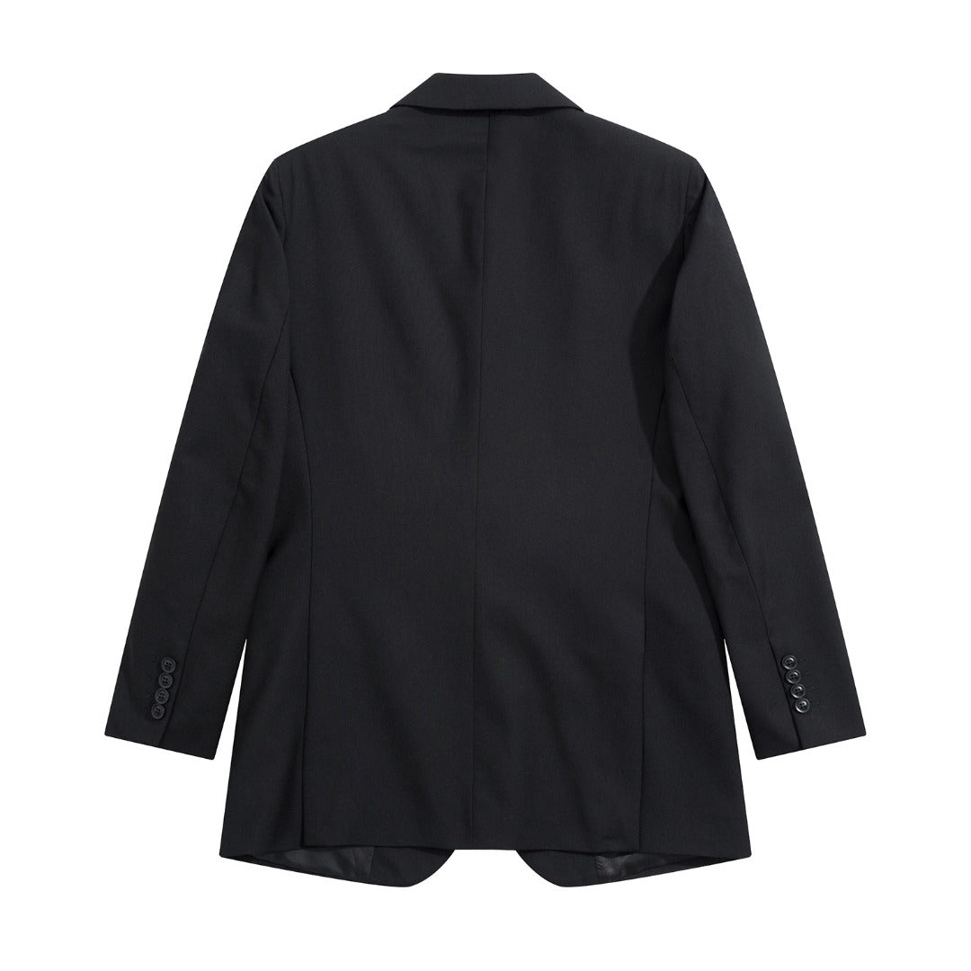 Ami-Inspired Black Blazer with Heart Embroidery