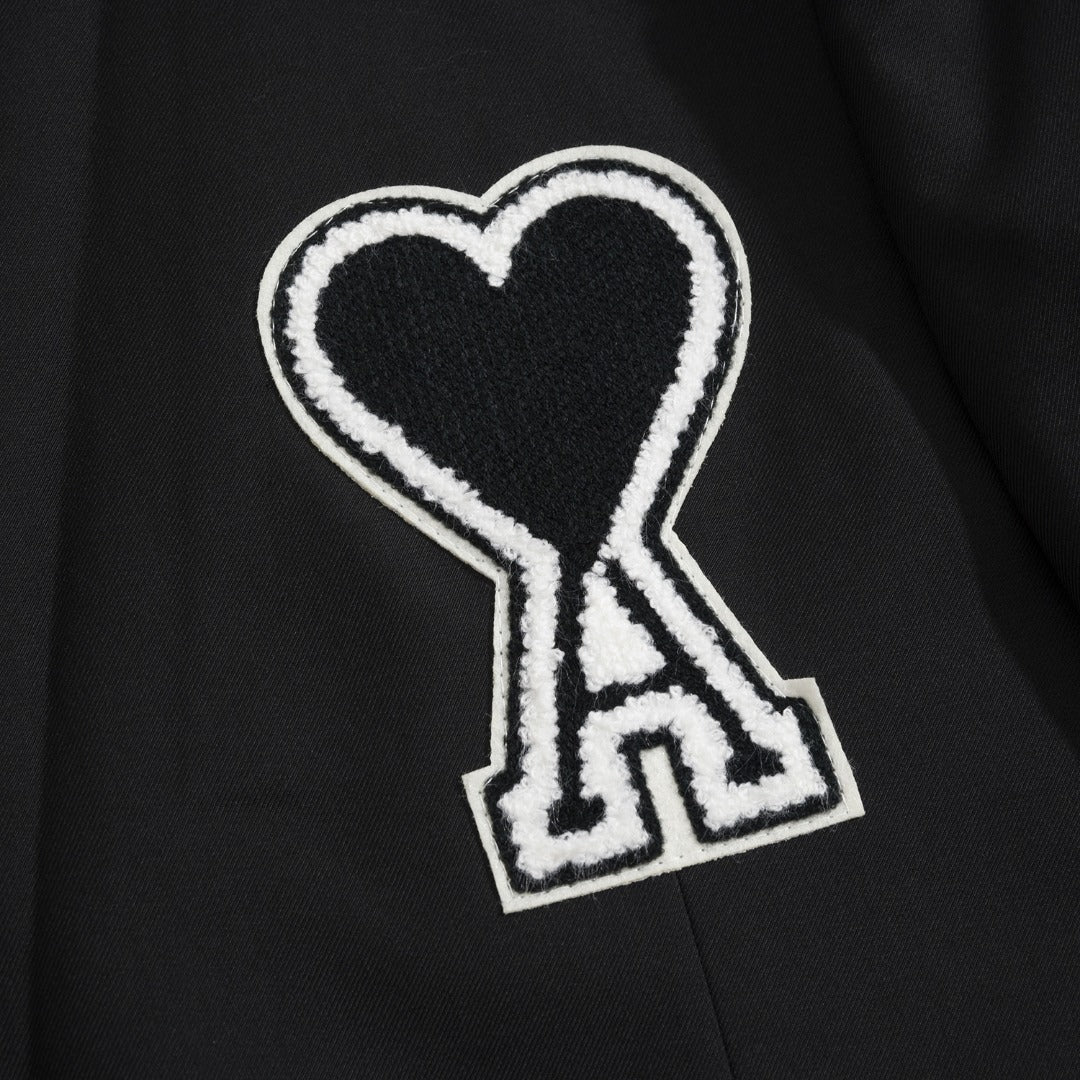 Ami-Inspired Black Blazer with Heart Embroidery