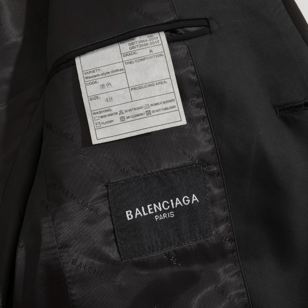 Balenciaga Black Silk-Collar Custom Blazer Jacket