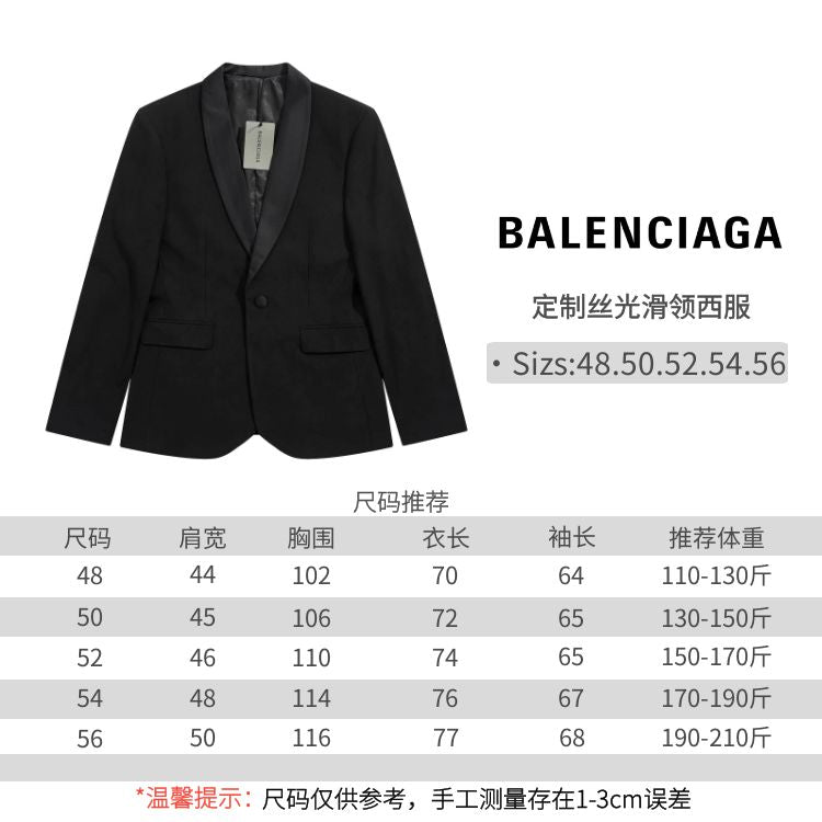 Balenciaga Black Silk-Collar Custom Blazer Jacket