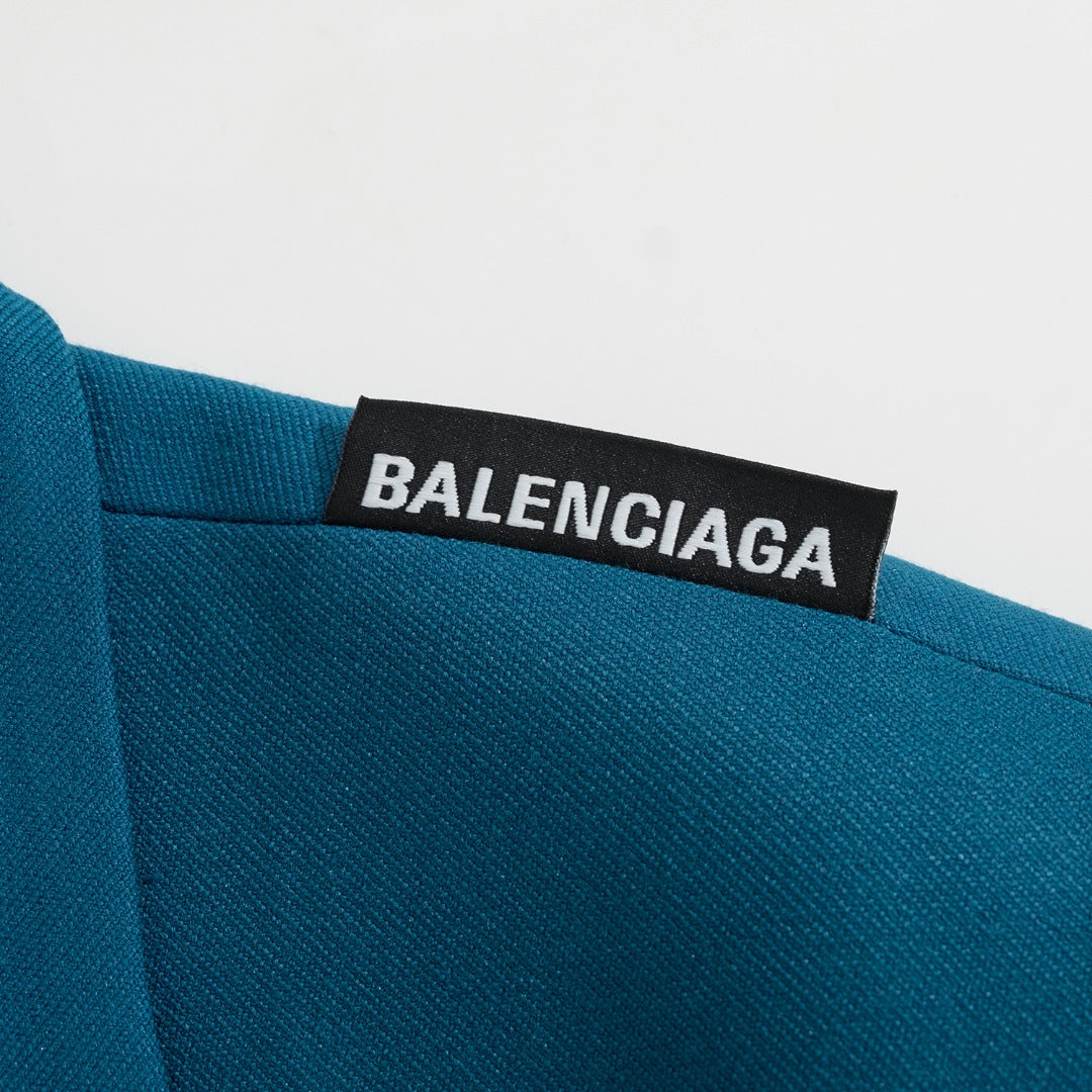 Balenciaga-Inspired Teal Double-Breasted Blazer