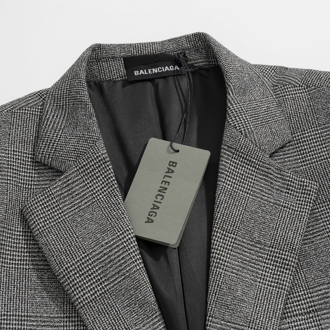 Balenciaga Gray Checkered  Blazer