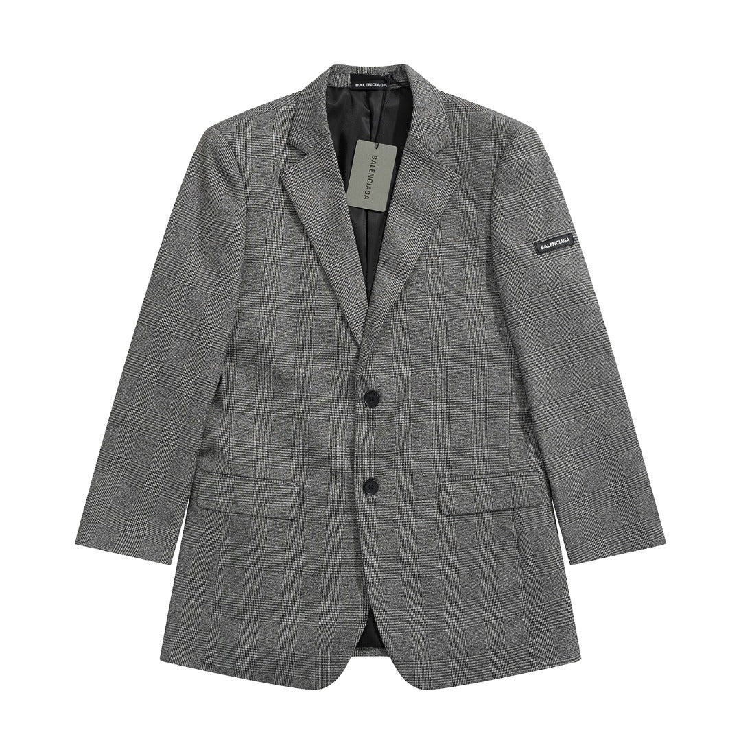 Balenciaga Gray Checkered  Blazer