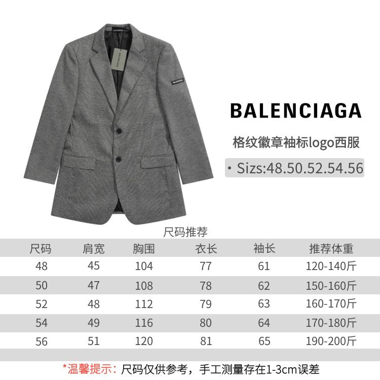 Balenciaga Gray Checkered  Blazer