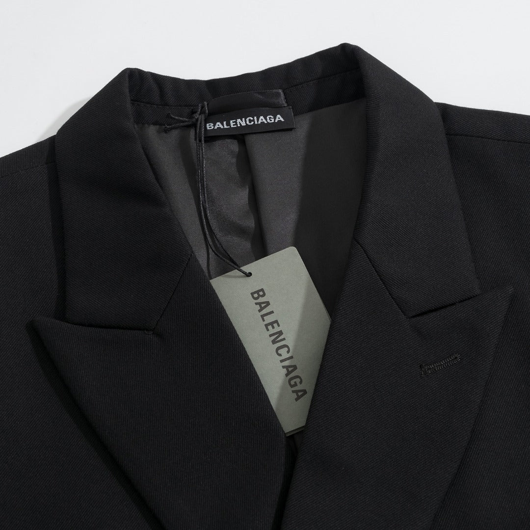 Balenciaga Black Double-Breasted Embroidered Blazer