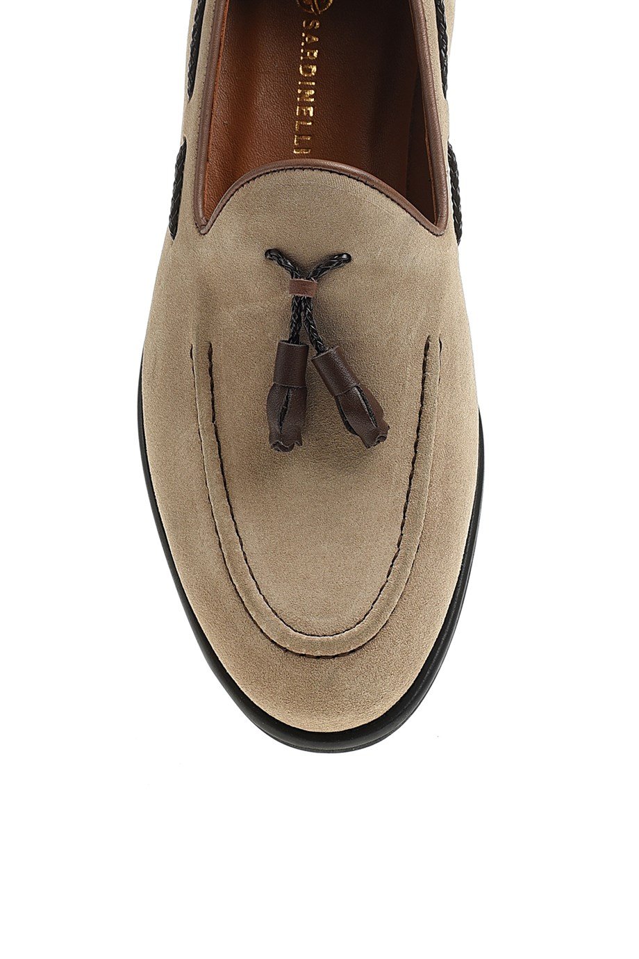 Beige Men's Suede Tassel Loafers