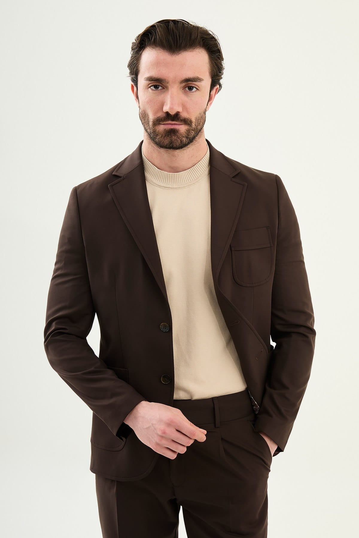Brown Slim Fit Suit Jacket Blazer for Men