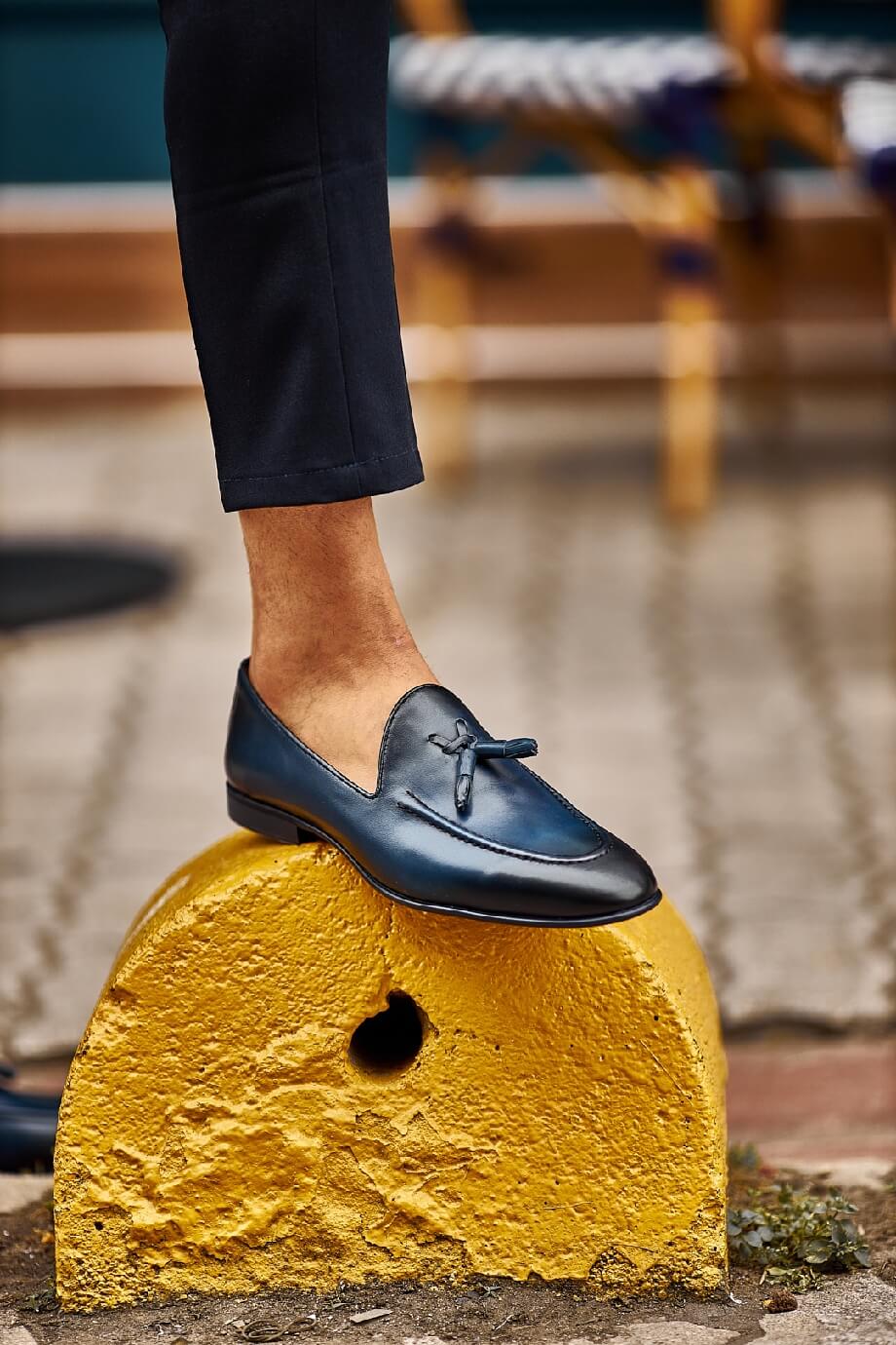 Navy Tassel Horizon Loafers