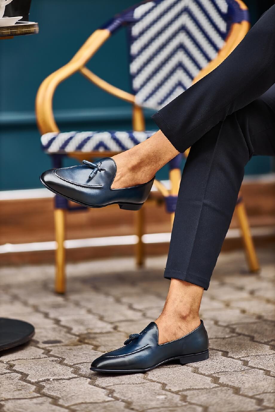 Navy Tassel Horizon Loafers