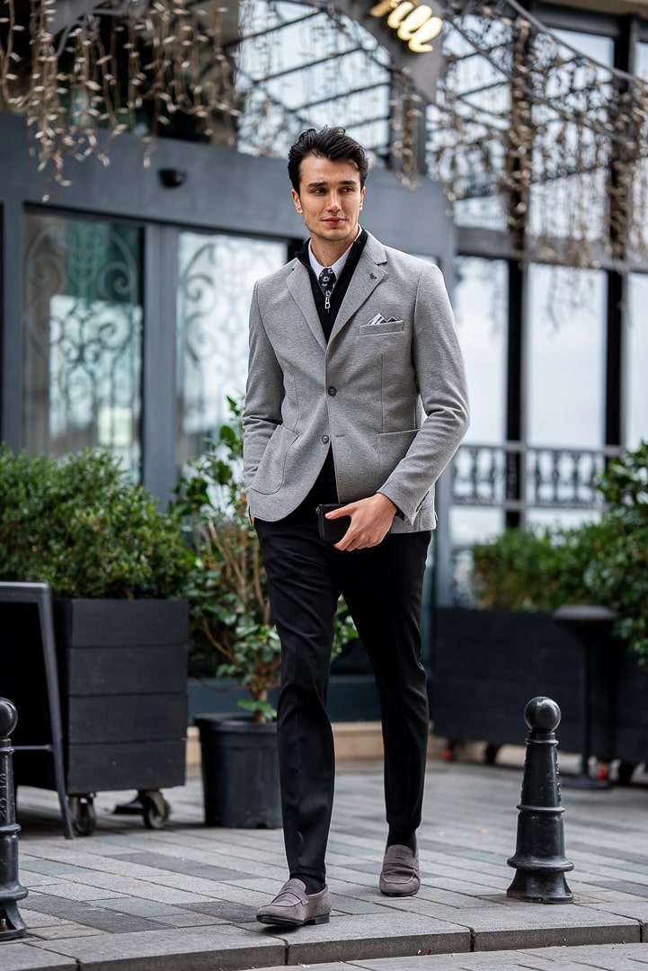 Classic Light Grey Tailored Blazer