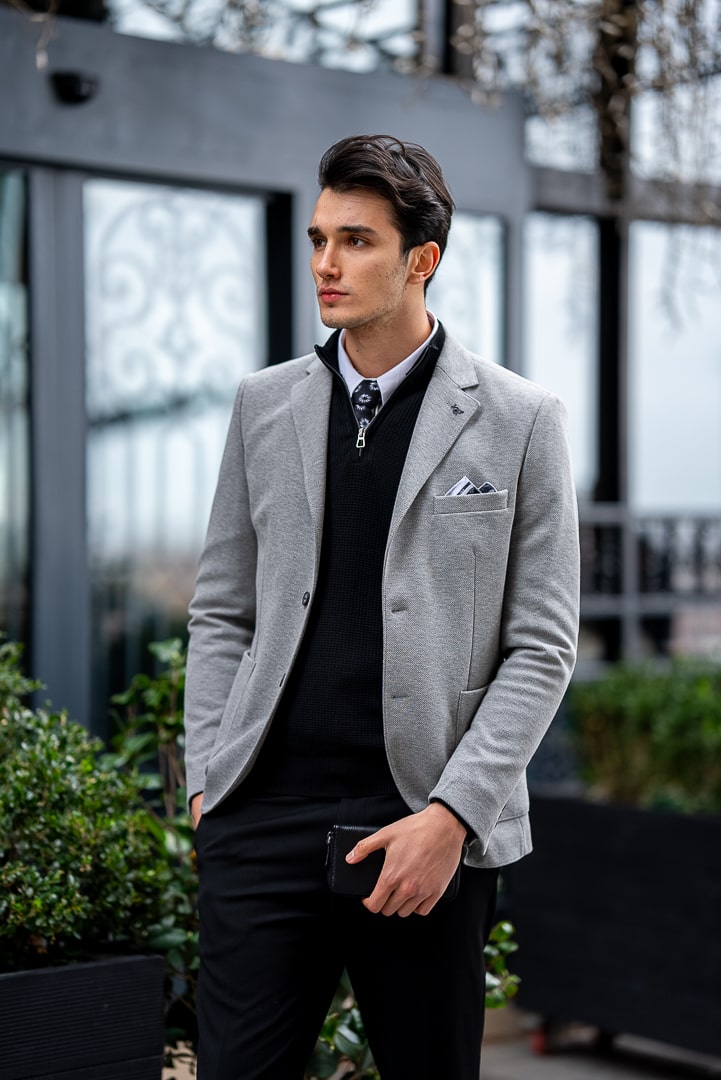 Classic Light Grey Tailored Blazer