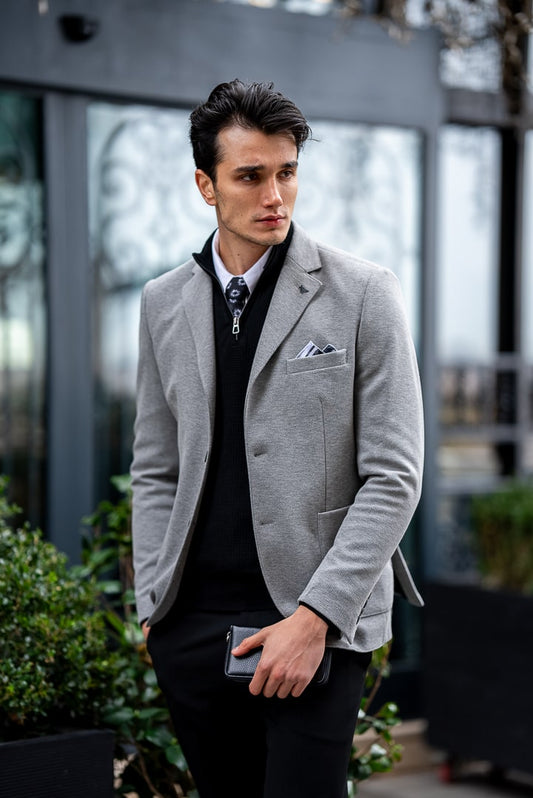 Classic Light Grey Tailored Blazer