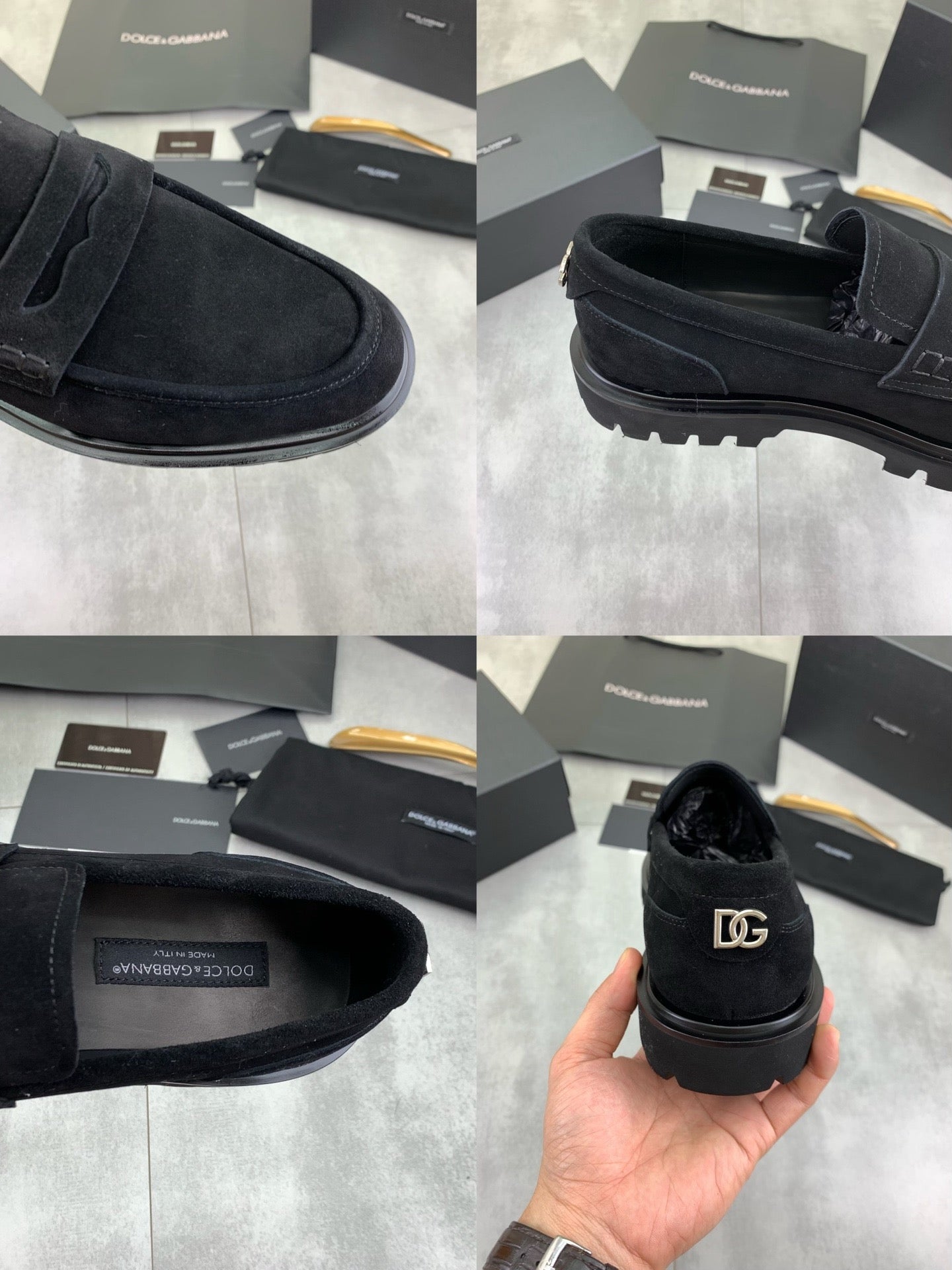 Dolce & Gabbana Altavilla Black Suede Lug-Sole Penny Loafers