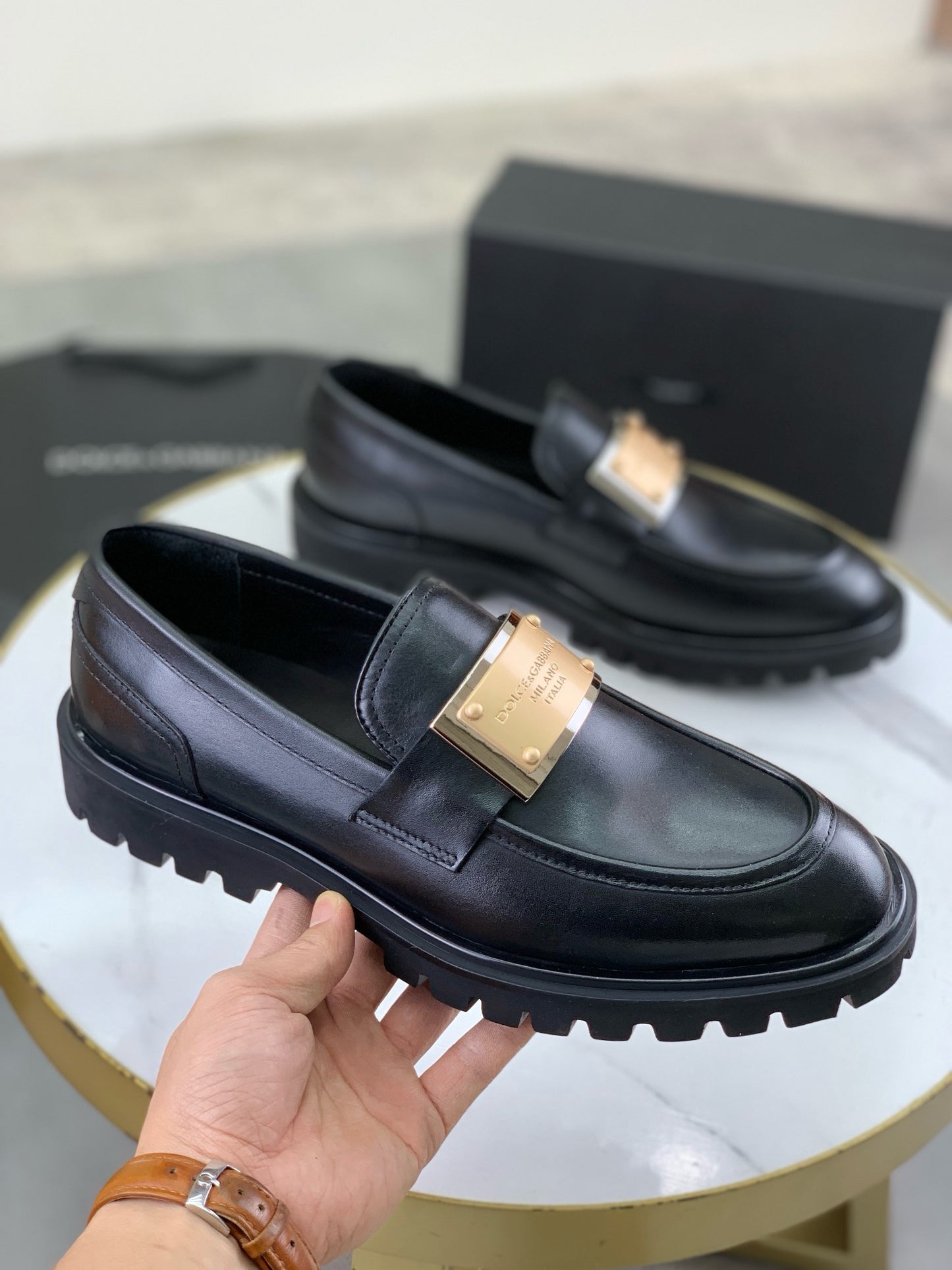 Dolce & Gabbana Bernini Black Leather Loafers
