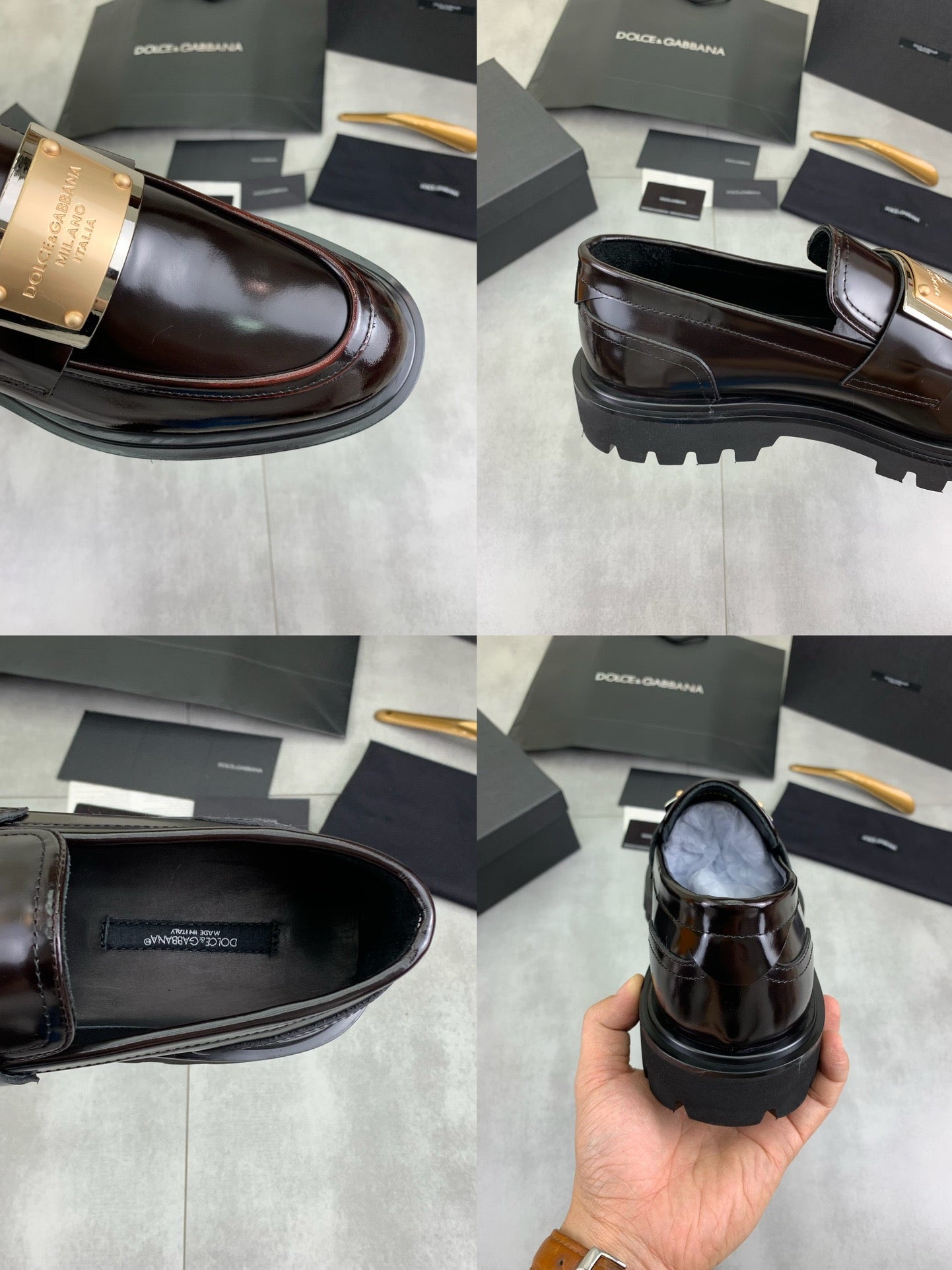 Dolce & Gabbana Bernini Burgundy Calf Leather Logo Plaque Loafers