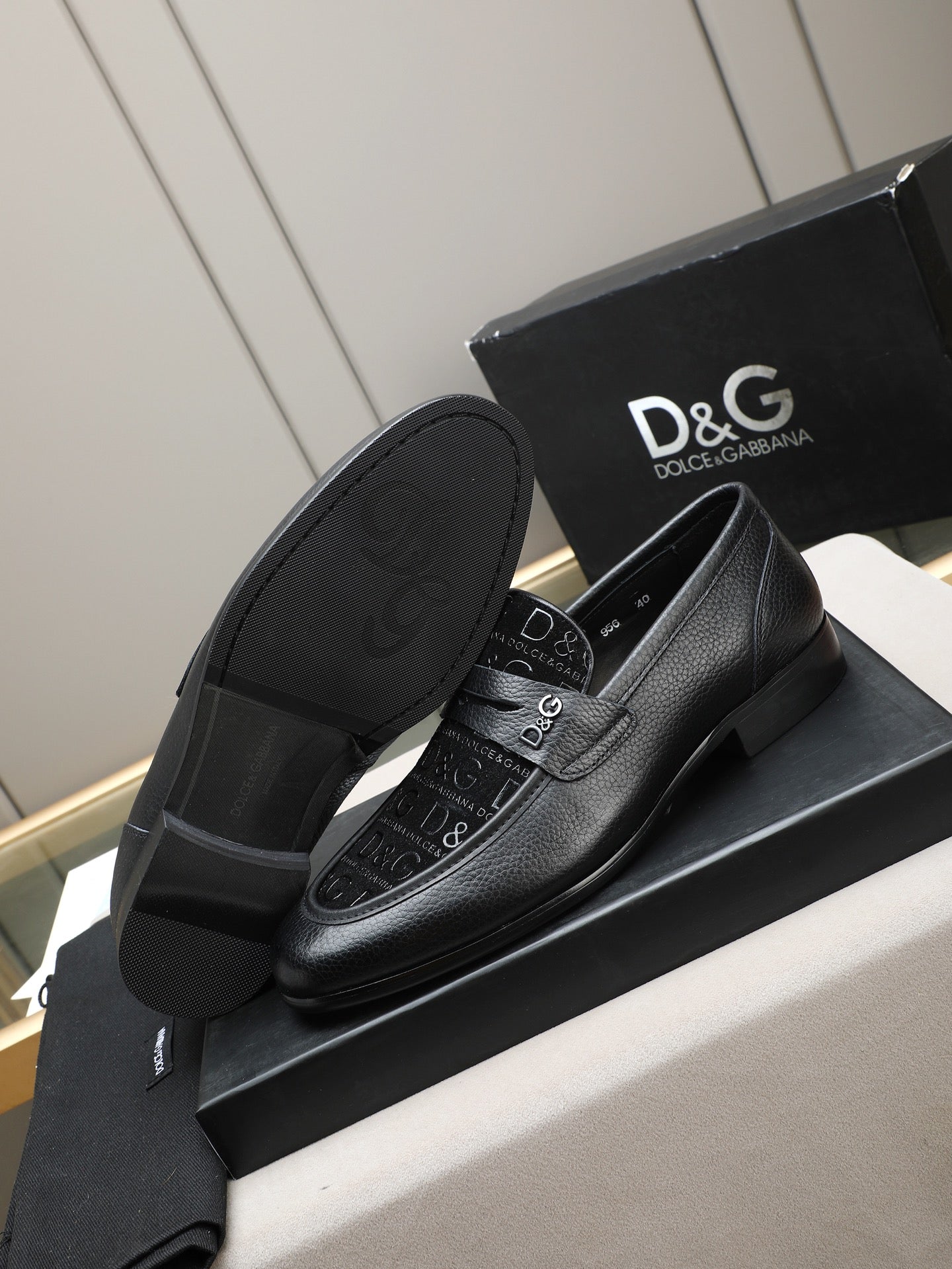 Dolce & Gabbana Black D&G Monogram Penny Loafers