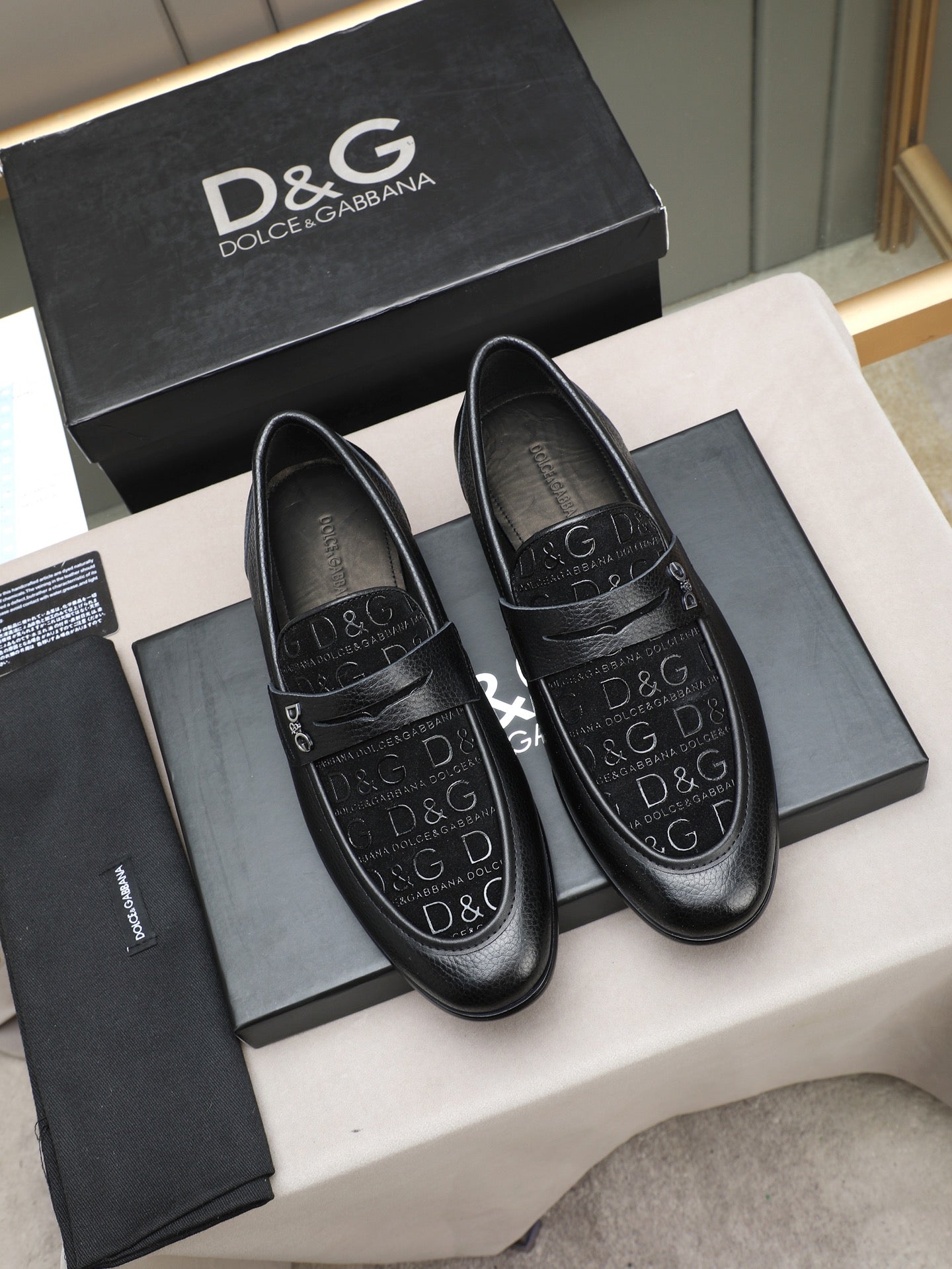 Dolce & Gabbana Black D&G Monogram Penny Loafers