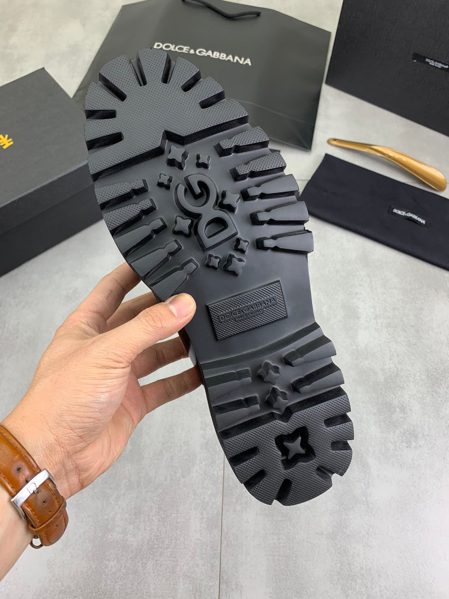 Dolce & Gabbana Black Polished Leather DG Logo Loafers