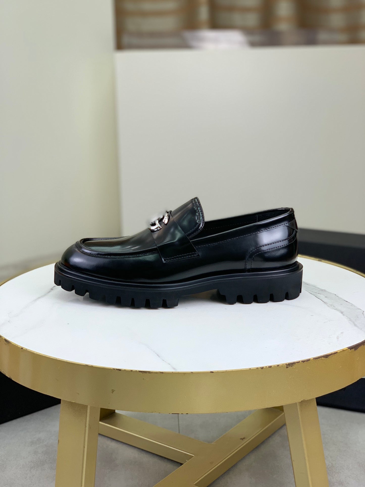 Dolce & Gabbana Black Polished Leather DG Logo Loafers