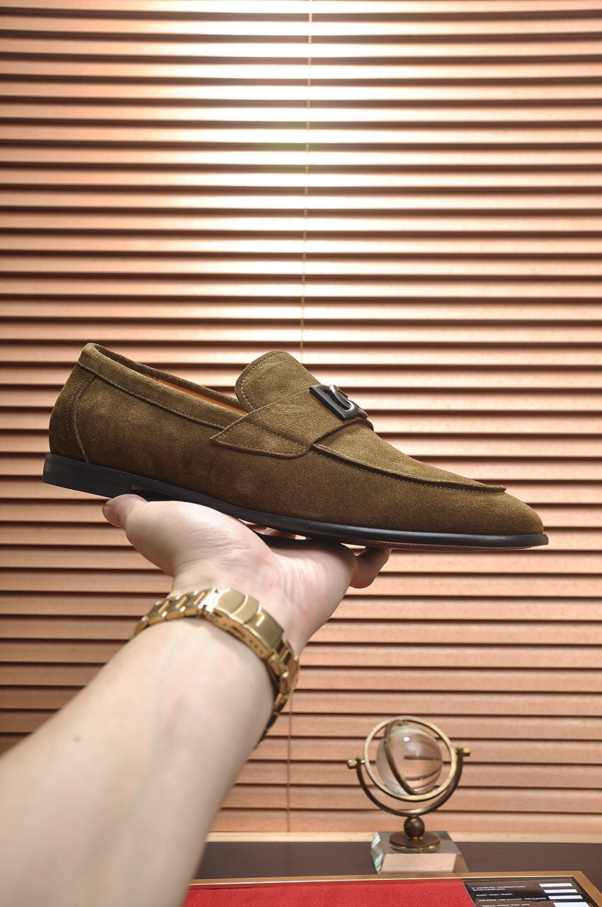 Dolce & Gabbana Olive Suede DG Logo Men’s Loafers