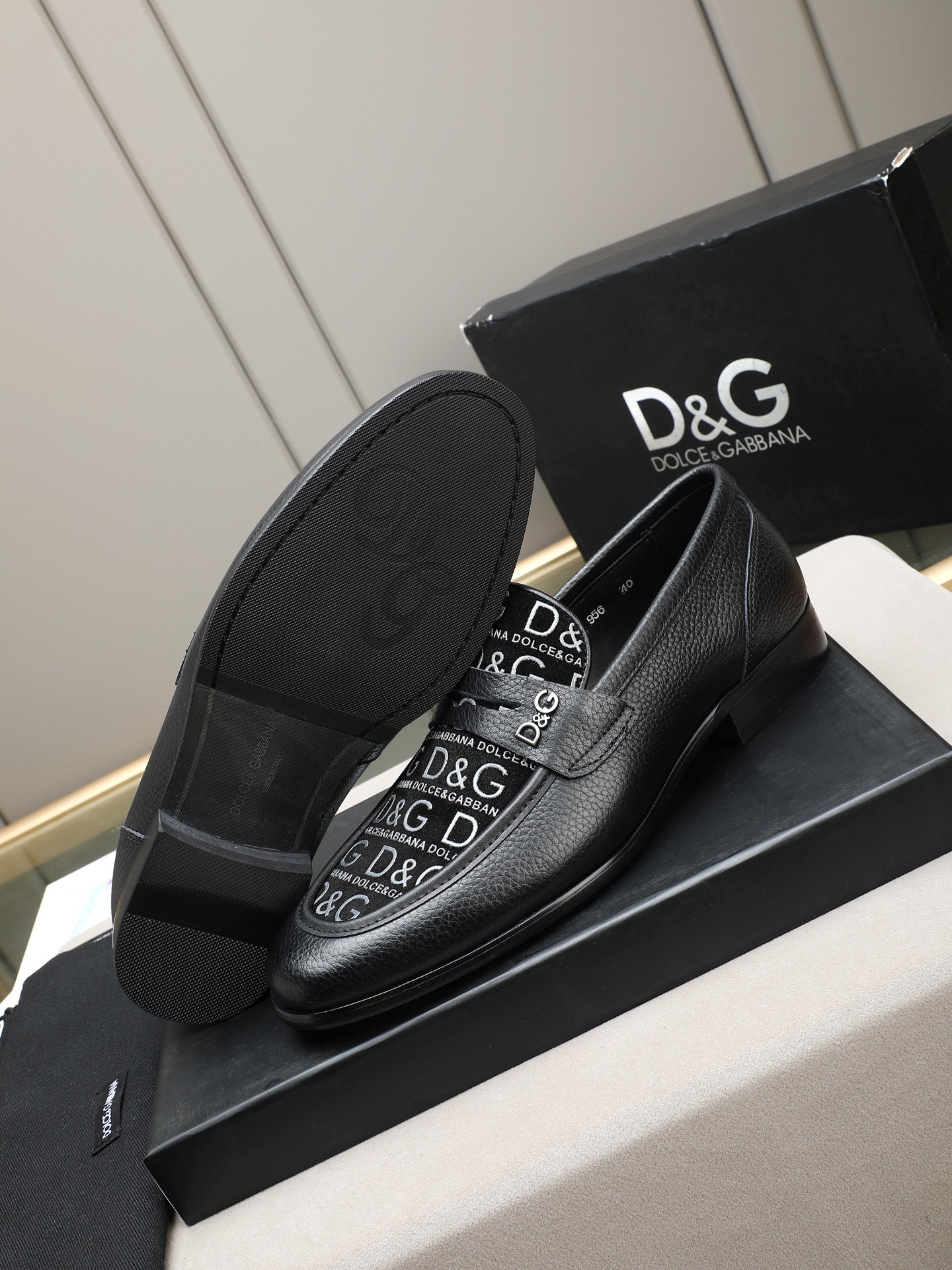 Dolce & Gabbana Black D&G Monogram Penny Loafers