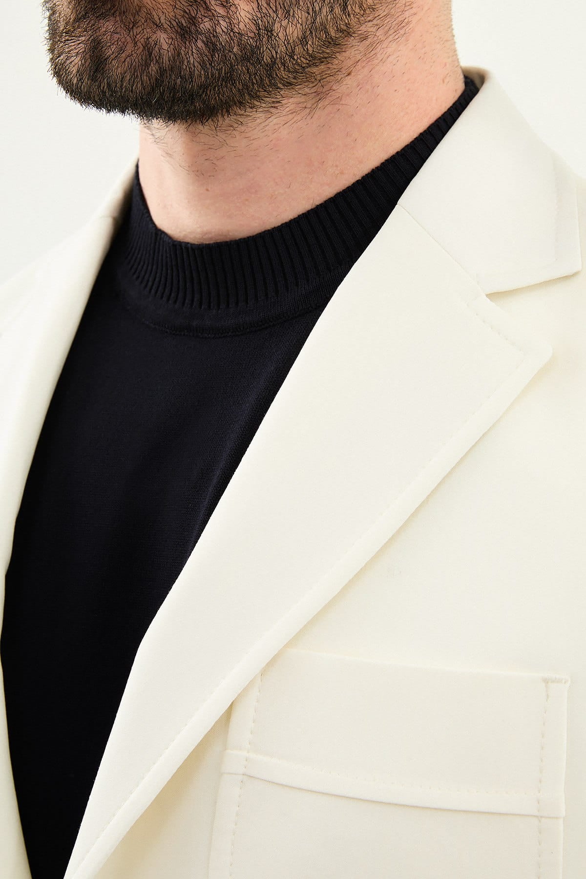 Ecru Slim Fit Stretch Sport Jacket Blazer