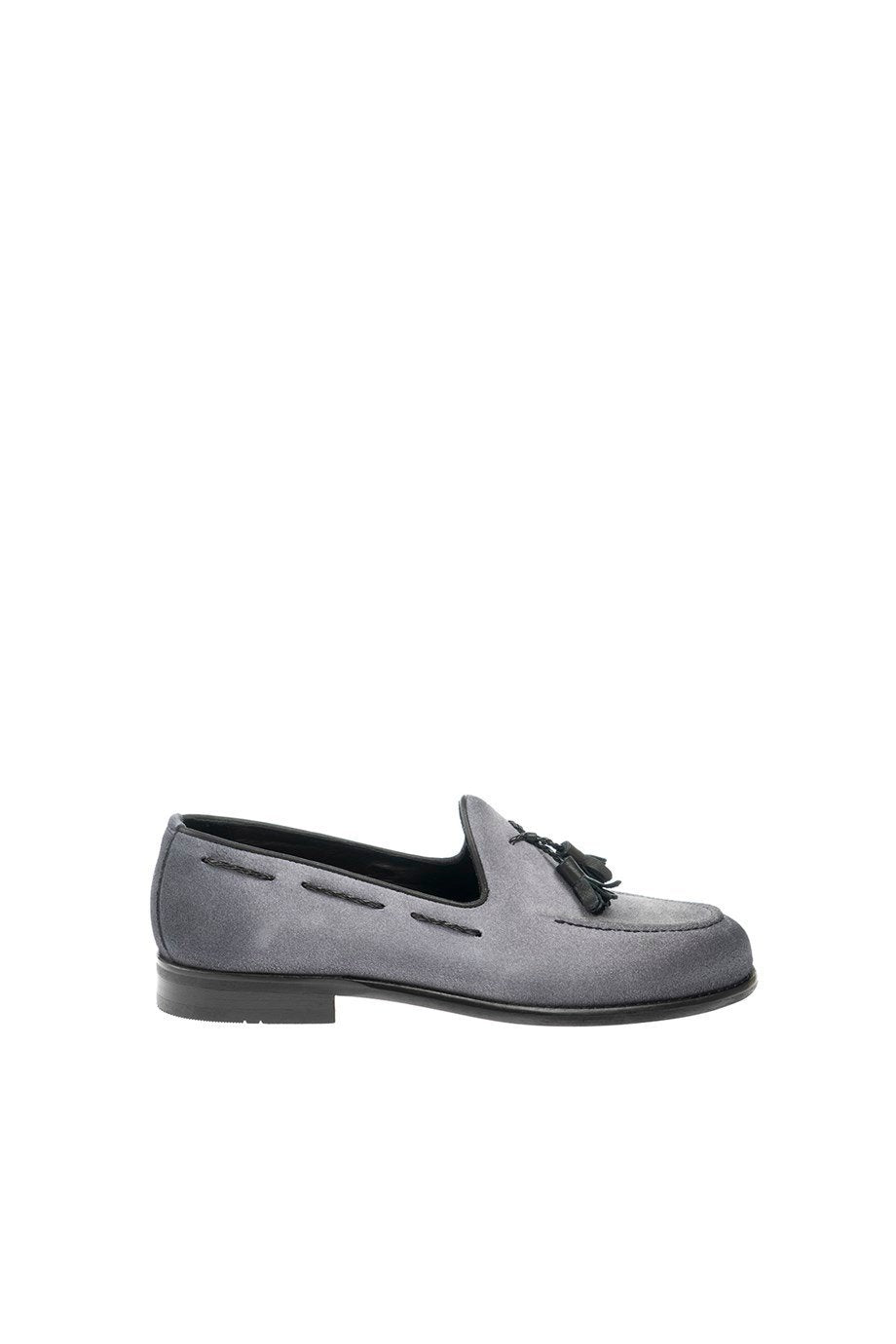 Gray Men's Suede Tassel Loafers