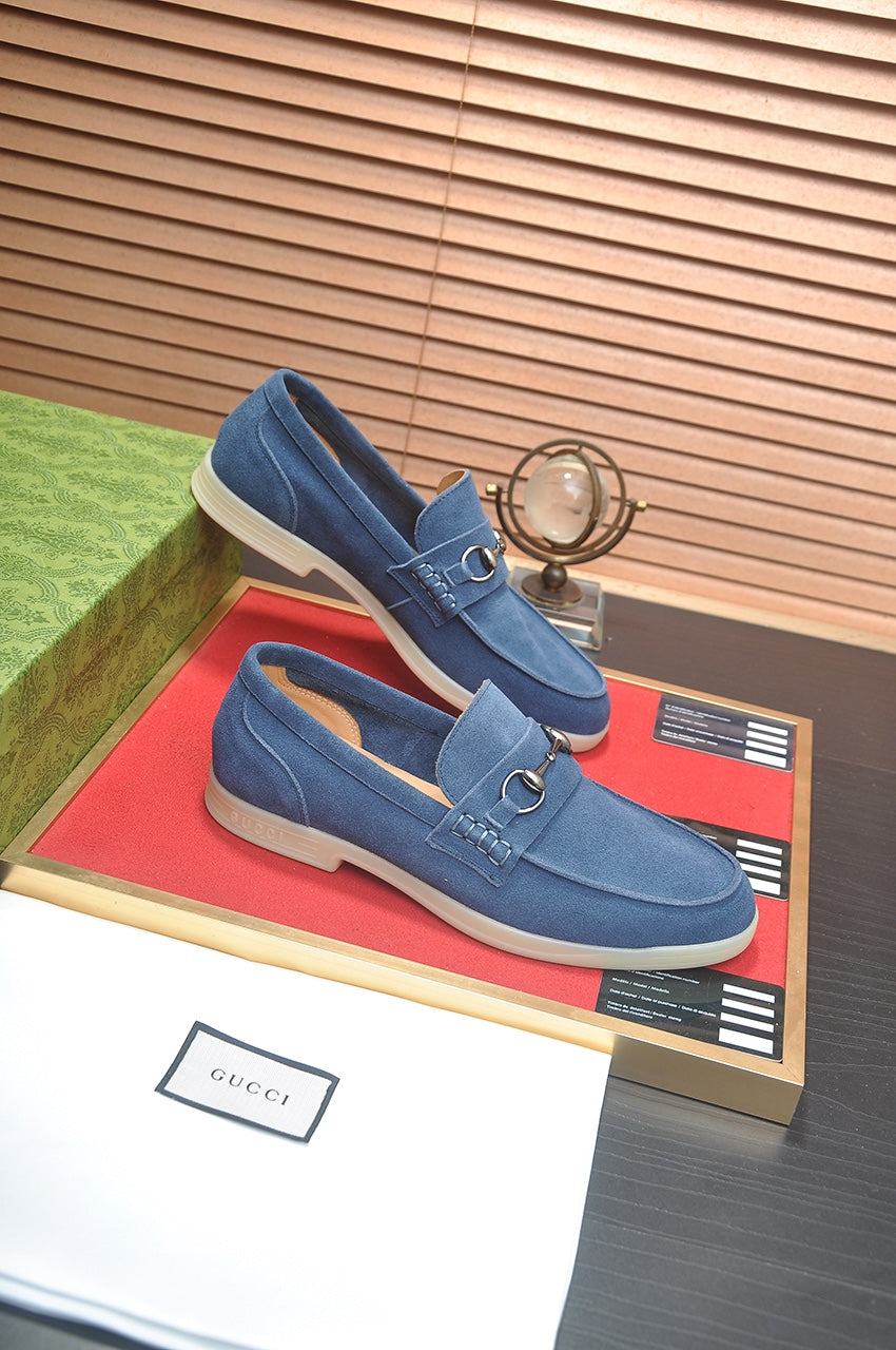 Gucci Blue Suede Horsebit Loafer