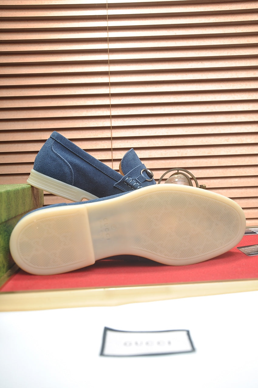 Gucci Blue Suede Horsebit Loafer