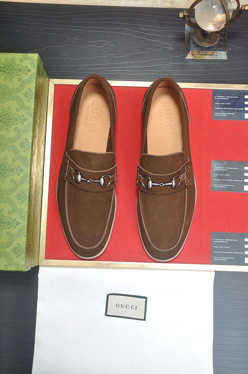 Gucci Brown Suede Horsebit Loafer