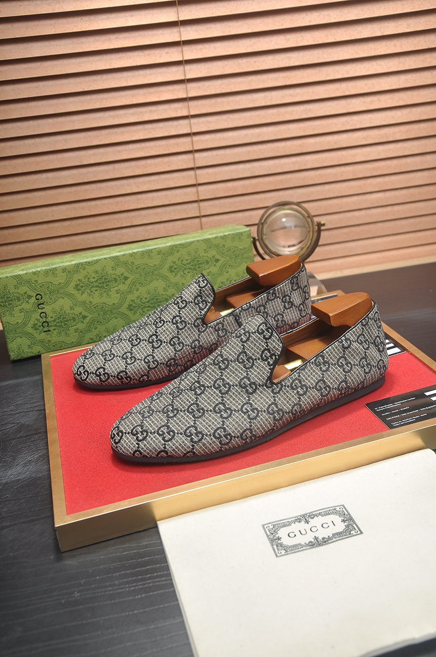 Gucci Cupertino Black & Grey GG Canvas Loafer.