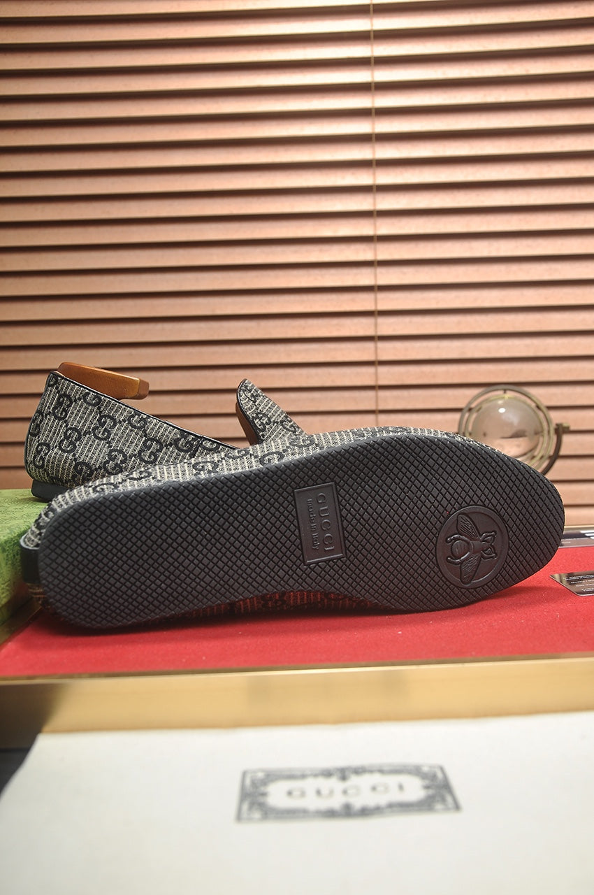 Gucci Cupertino Black & Grey GG Canvas Loafer.